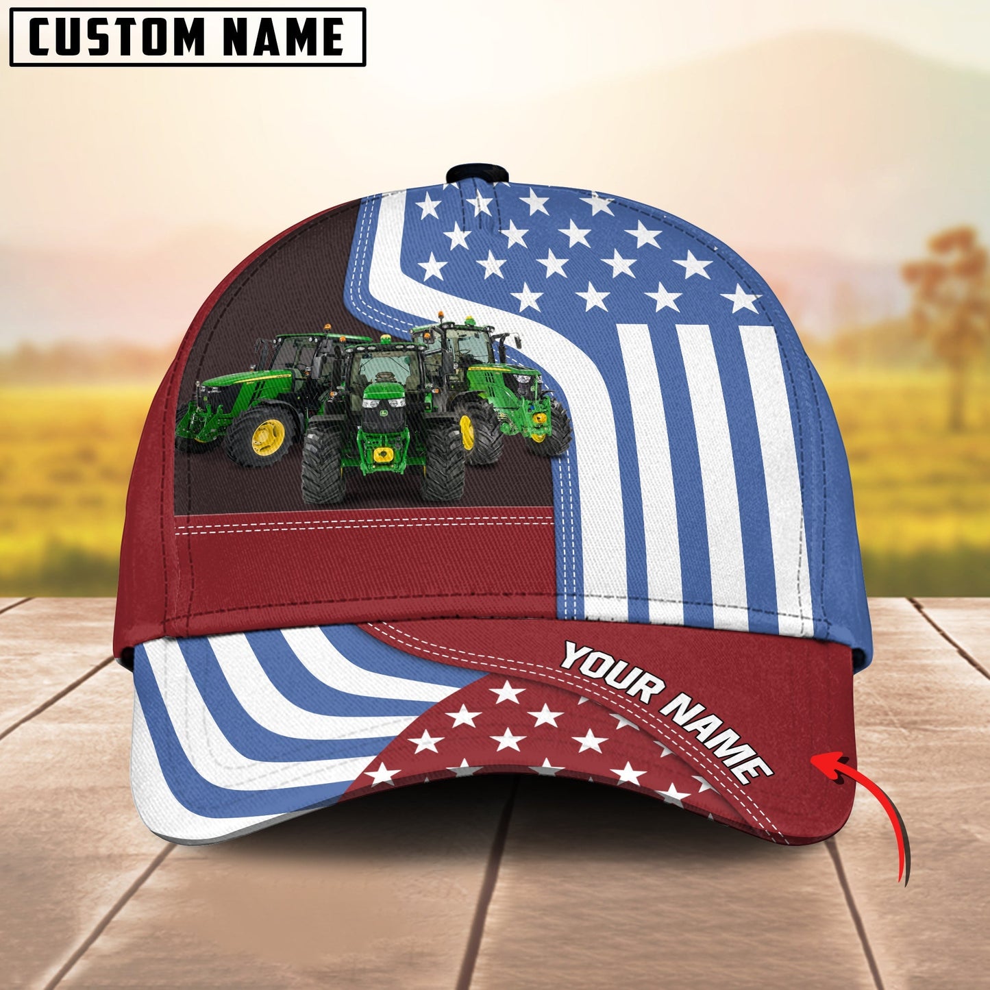 Novacare Custom Name Tractor US Flag Proud 3D Classic Cap