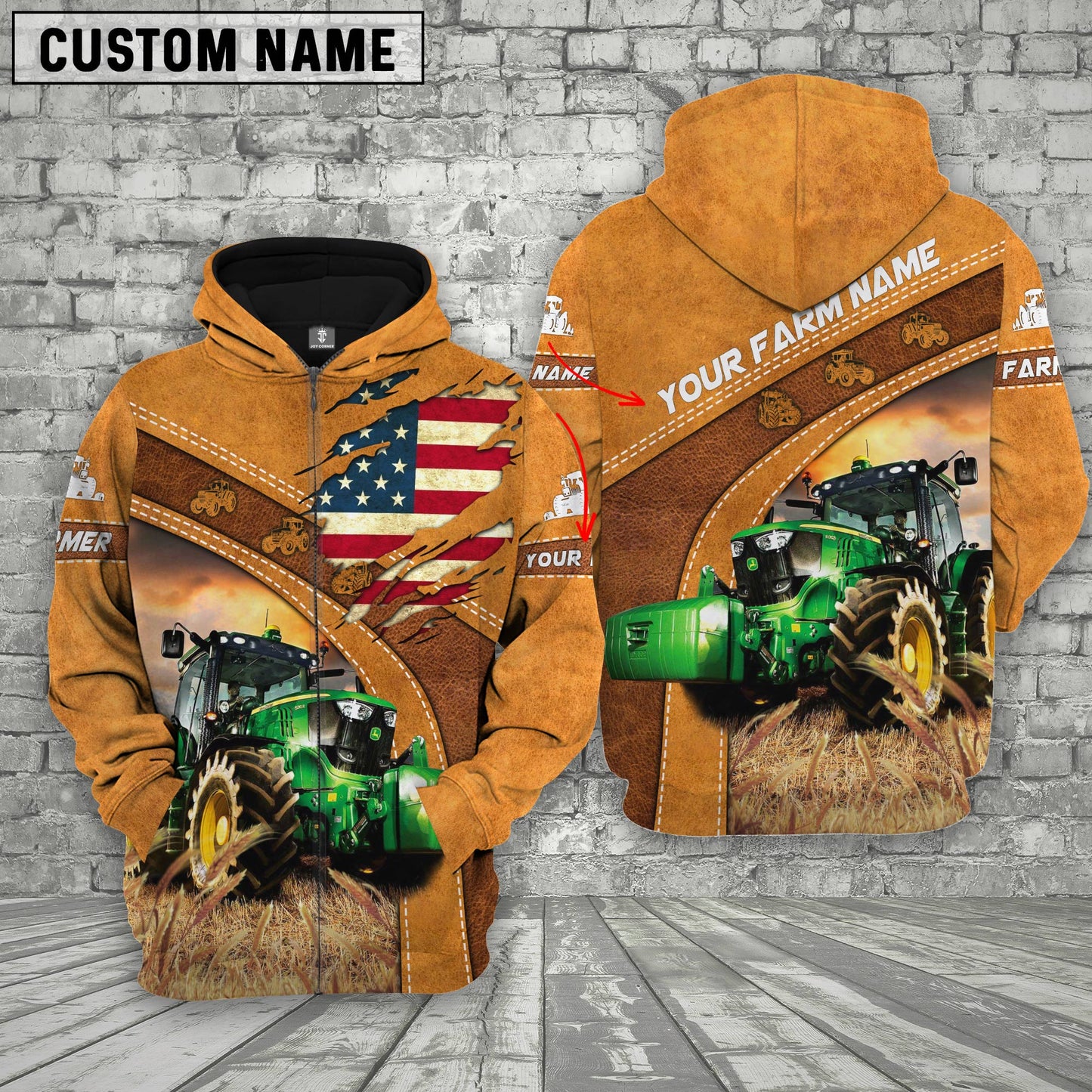 Novacare Personalized Name 3D Tractor Flag Hoodie