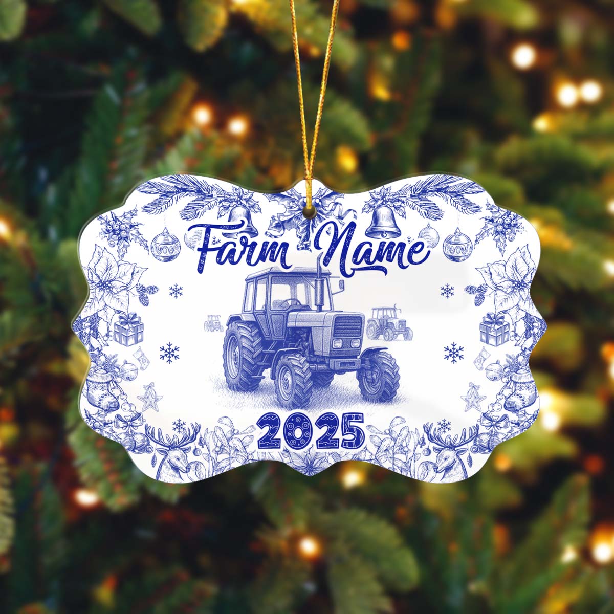 Novoracare John Deere Tractor Lovers Christmas Gift Toile De Jouy Custom Shape Acrylic Ornament 2025