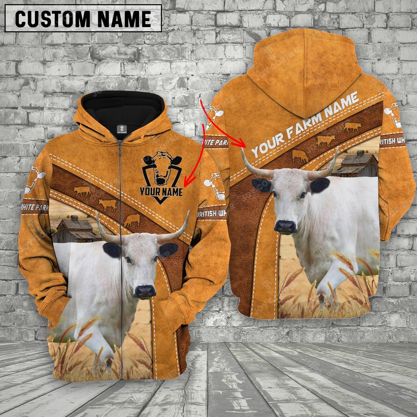 Novacare Personalized Name 3D British White Park Hoodie