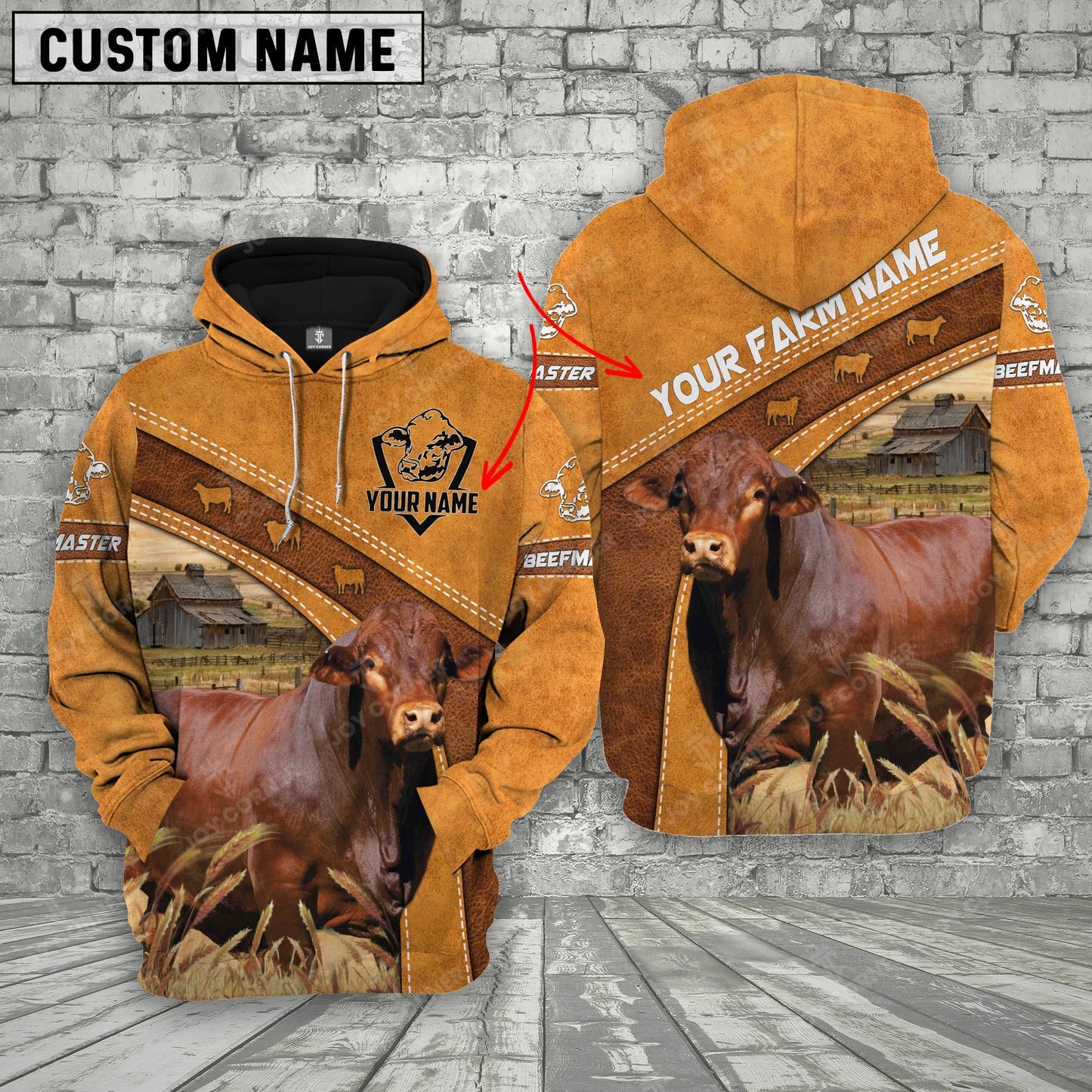 Novacare Beefmaster 3D Customized Name - Farm Name Hoodie