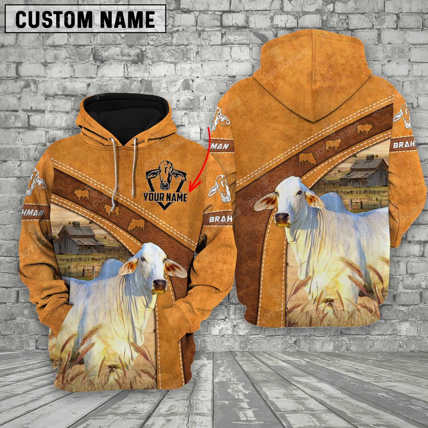 Novacare Personalized Name Farm Brahman Cattle Hoodie TT4