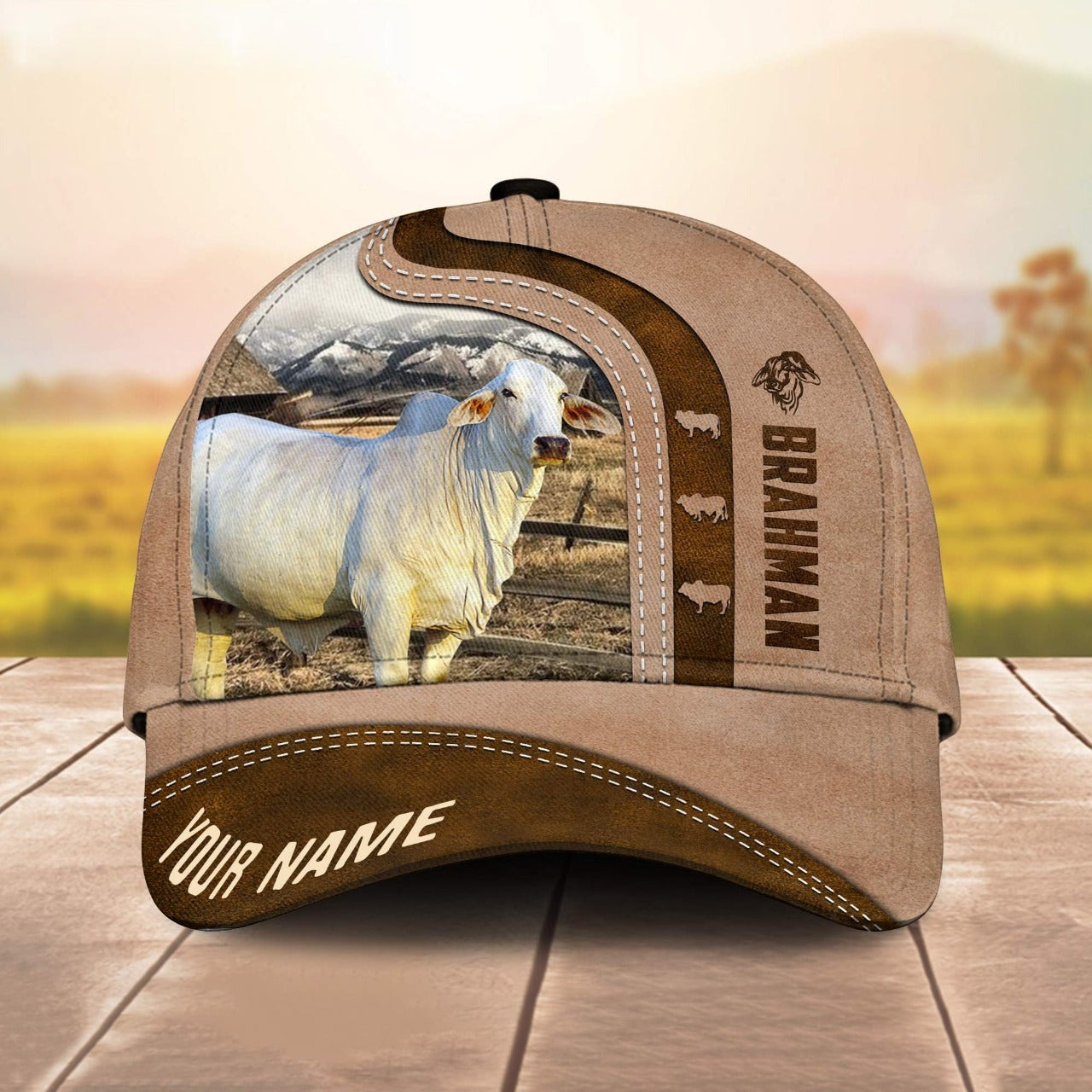 Novacare Brahman Custom Name Light Brown Cap