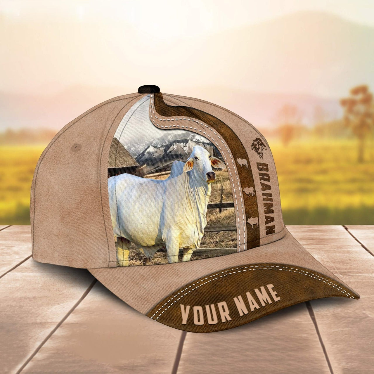 Novacare Brahman Custom Name Light Brown Cap