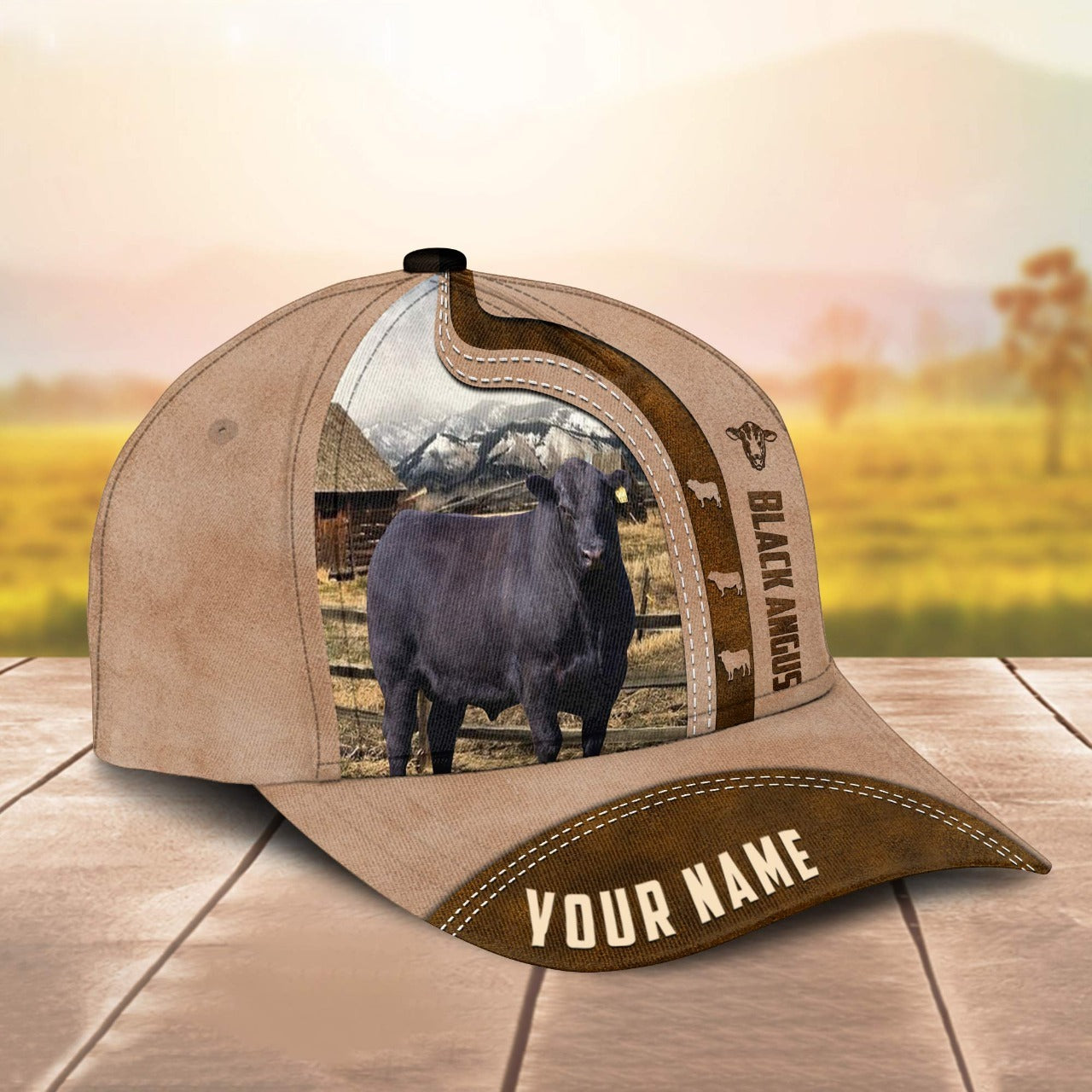 Novacare Black Angus Custom Name Light Brown Cap