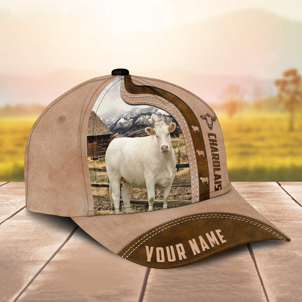 Novacare Charolais Custom Name Light Brown Cap
