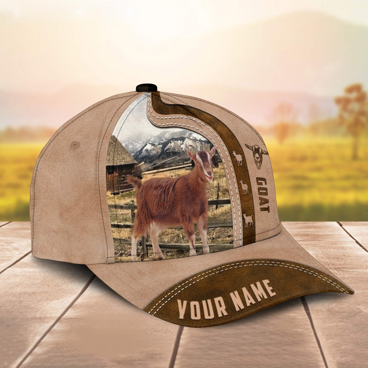 Novacare Goat Custom Name Light Brown Cap