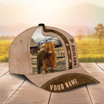 Novacare Highland Cattle Custom Name Light Brown Cap