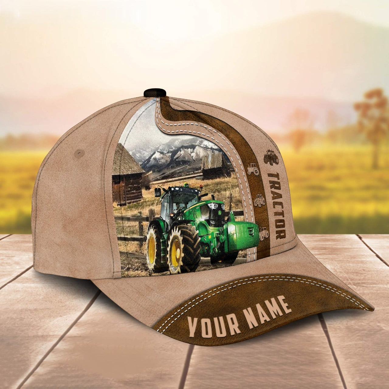 Novacare Tractor Custom Name Light Brown Cap