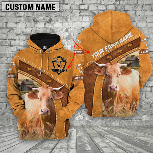Novacare Gelbvieh 3D Customized Name - Farm Name Hoodie