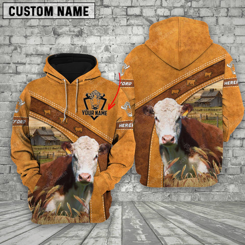 Novacare Personalized Name Farm Hereford Cattle Hoodie TT7