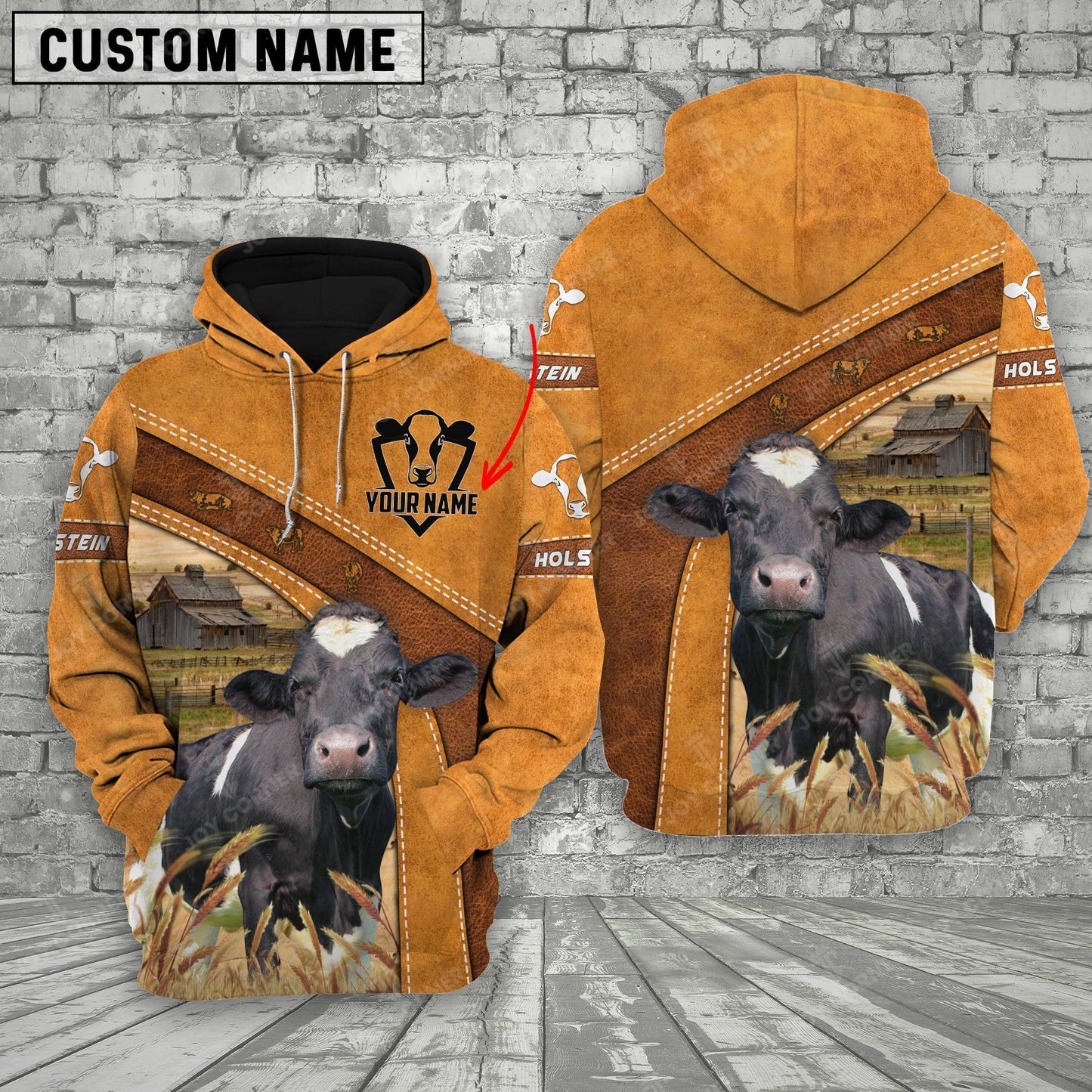 Novacare Personalized Name Farm Holstein Cattle Hoodie TT6
