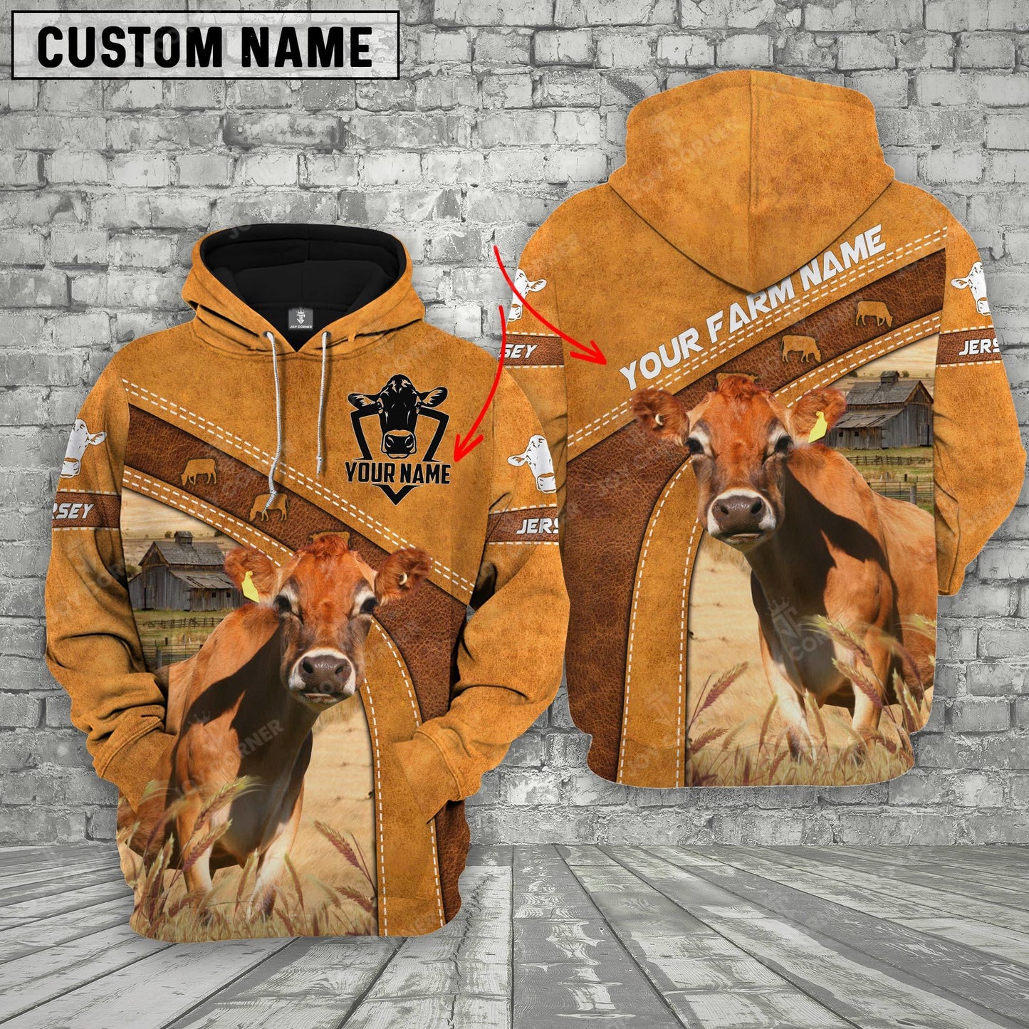 Novacare Jersey Cow No Horns Custom Name Printed Cattle 3D Hoodie