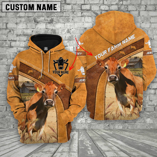 Novacare Jersey Cow No Horns Custom Name Printed Cattle 3D Hoodie