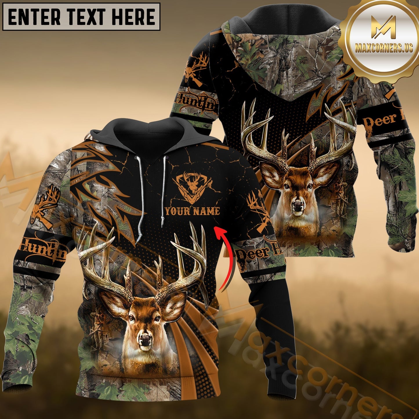 Novoracare Deer Hunting Brown Camo Dot Pattern Custom Name Shirt 3D All Over Printed Clothes