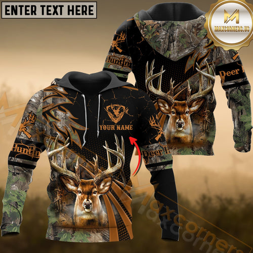 Novoracare Deer Hunting Brown Camo Dot Pattern Custom Name Shirt 3D All Over Printed Clothes