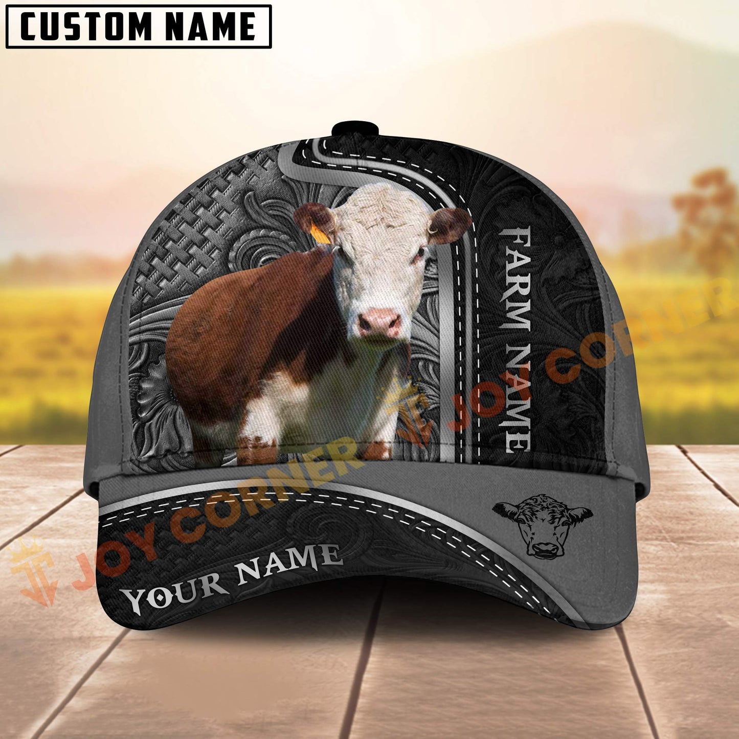 Novacare Hereford Black Engraved On Farm Customized Name 3D Classic Cap