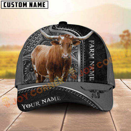 Novacare Texas Longhorn Black Engraved On Farm Customized Name 3D Classic Cap