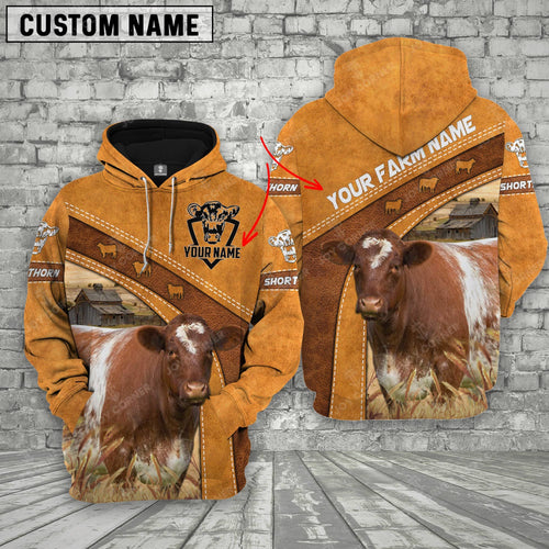 Novacare Shorthorn 3D Customized Name - Farm Name Hoodie