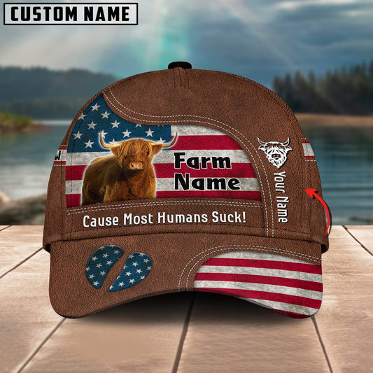 Novacare  Highland US Flag Customized Name And Farm Name Cap