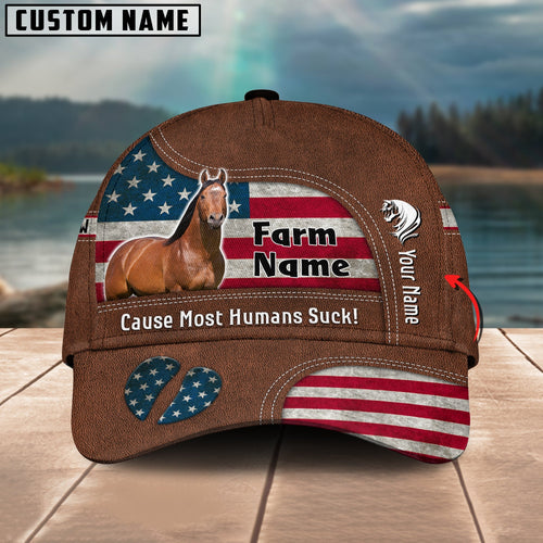 Novacare Horse US Flag Customized Name And Farm Name Cap
