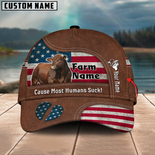 Novacare Beefmaster US Flag Customized Name And Farm Name Cap