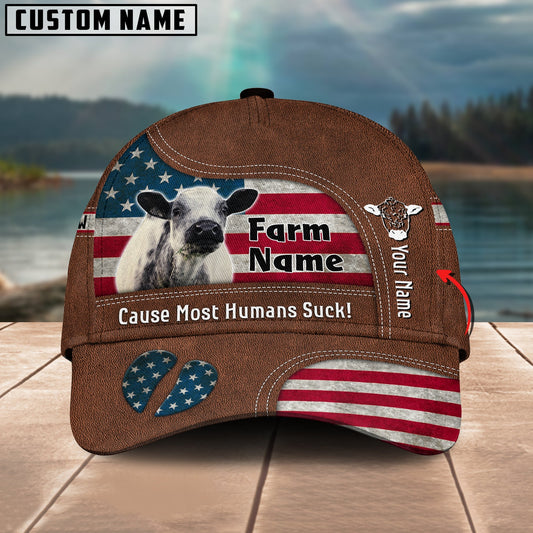 Novacare Speckle Park US Flag Customized Name And Farm Name Cap