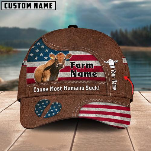 Novacare Jersey US Flag Customized Name And Farm Name Cap