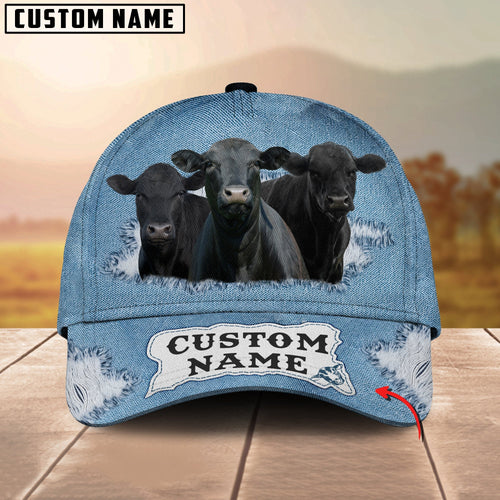 Novacare Custom Name Black Angus Jeans Pattern 3D Classic Cap