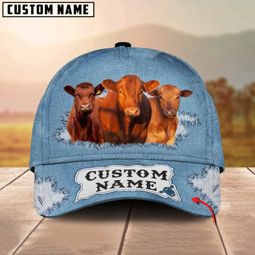 Novacare Custom Name Red Angus Jeans Pattern 3D Classic Cap