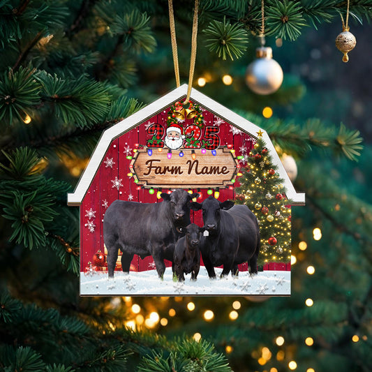 Novoracare Black Angus Cattle Lovers Christmas Gift Red Barn Custom Shape Acrylic Ornament 2025