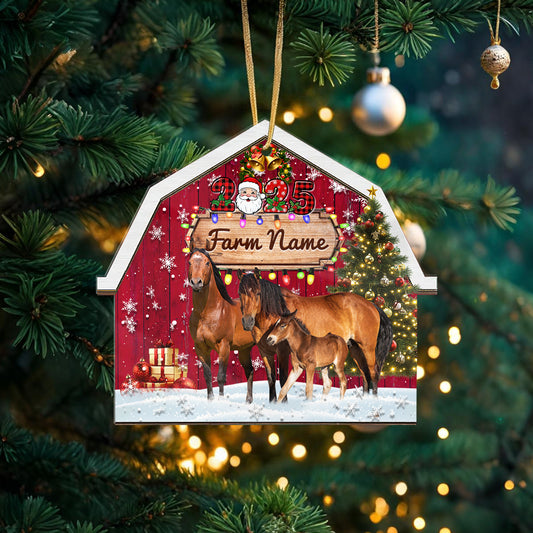 Novoracare Horse Lovers Christmas Gift Red Barn Custom Shape Acrylic Ornament 2025