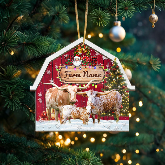 Novoracare Texas Longhorn Lovers Christmas Gift Red Barn Custom Shape Acrylic Ornament 2025