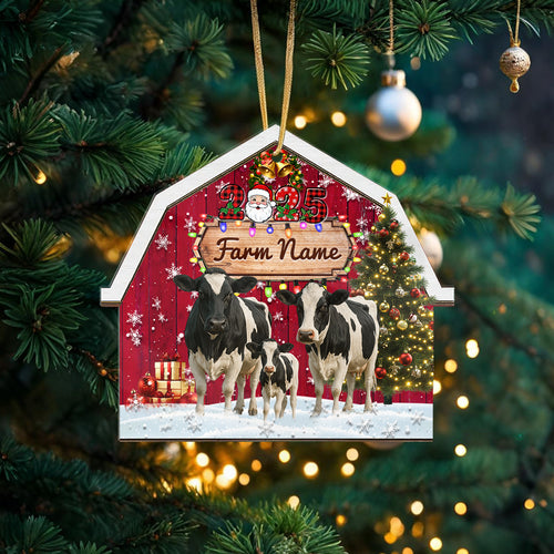 Novoracare Holstein Lovers Christmas Gift Red Barn Custom Shape Acrylic Ornament 2025