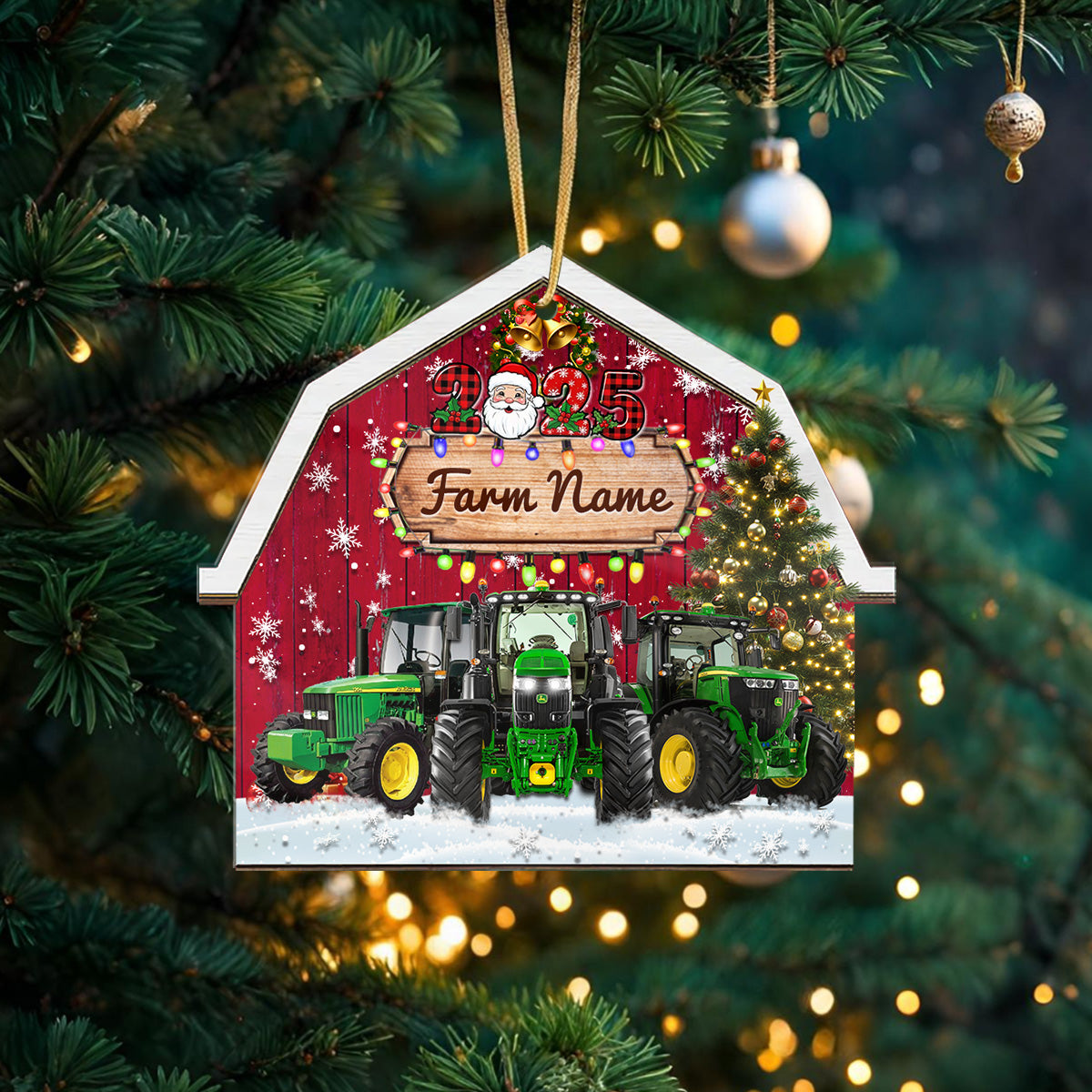 Novoracare Tractor Lovers Christmas Gift Red Barn Custom Shape Acrylic Ornament 2025