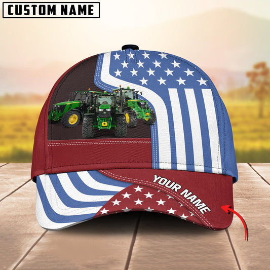 Novacare Custom Name Tractor US Flag Proud 3D Classic Cap