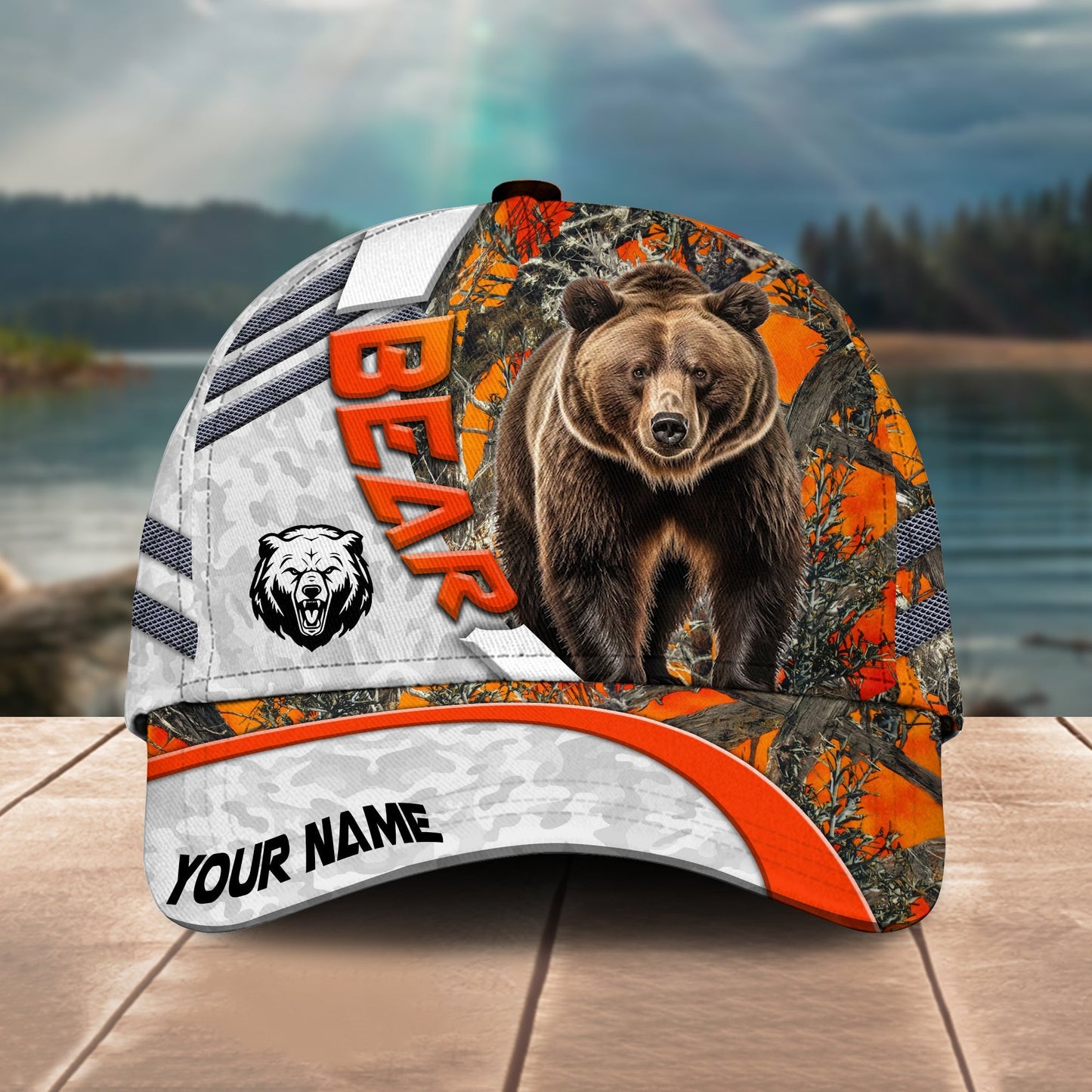 Novacare Hunting Customized Name Orange Lava Pattern 3D Classic Cap