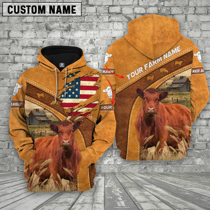 Novacare Personalized Name 3D Red Angus Flag Hoodie