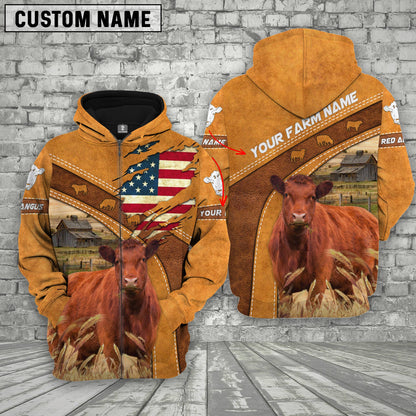 Novacare Personalized Name 3D Red Angus Flag Hoodie