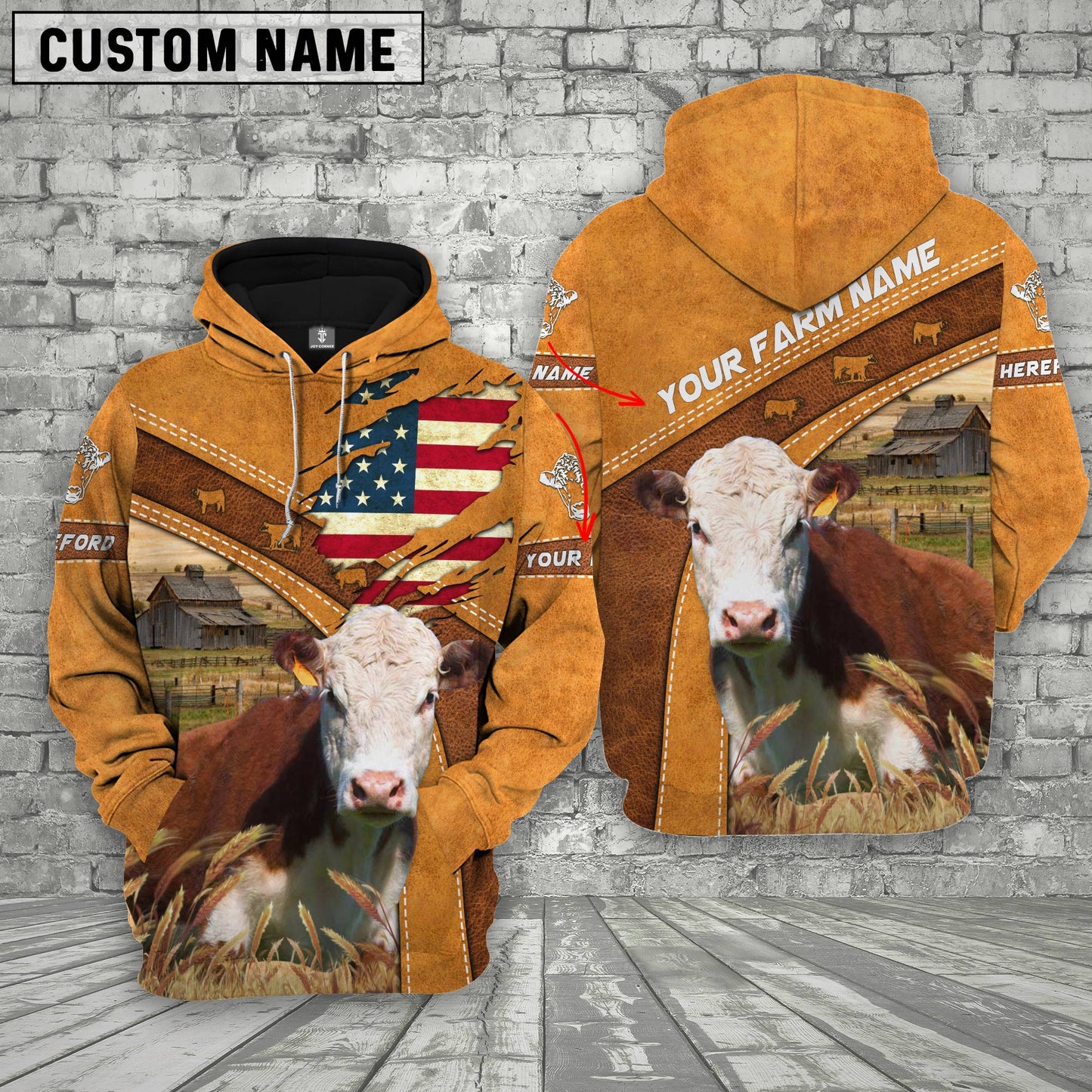 Novacare Personalized Name 3D Hereford Flag Hoodie