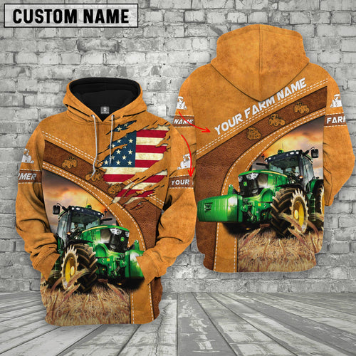 Novacare Personalized Name 3D Tractor Flag Hoodie