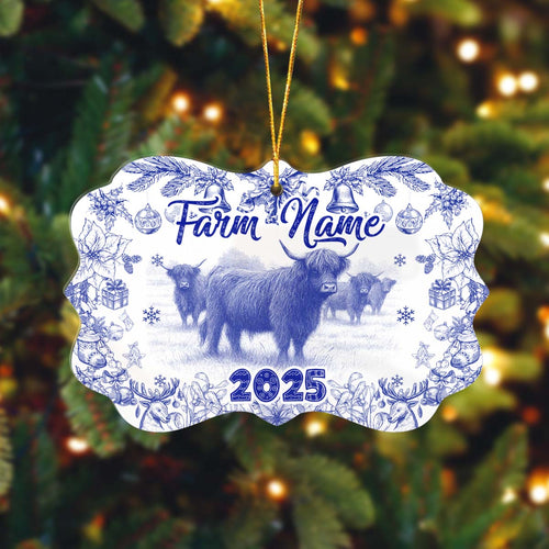Novoracare Highland Lovers Christmas Gift Toile De Jouy Custom Shape Acrylic Ornament 2025
