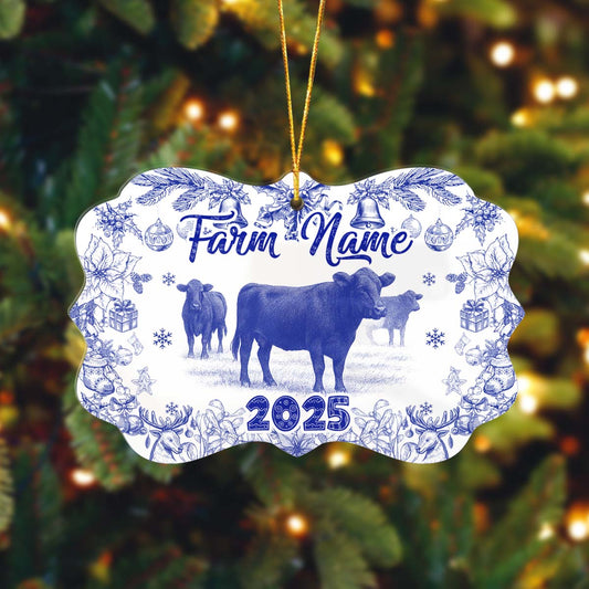 Novoracare Black Angus Lovers Christmas Gift Toile De Jouy Custom Shape Acrylic Ornament 2025