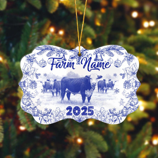 Novoracare Hereford Lovers Christmas Gift Toile De Jouy Custom Shape Acrylic Ornament 2025