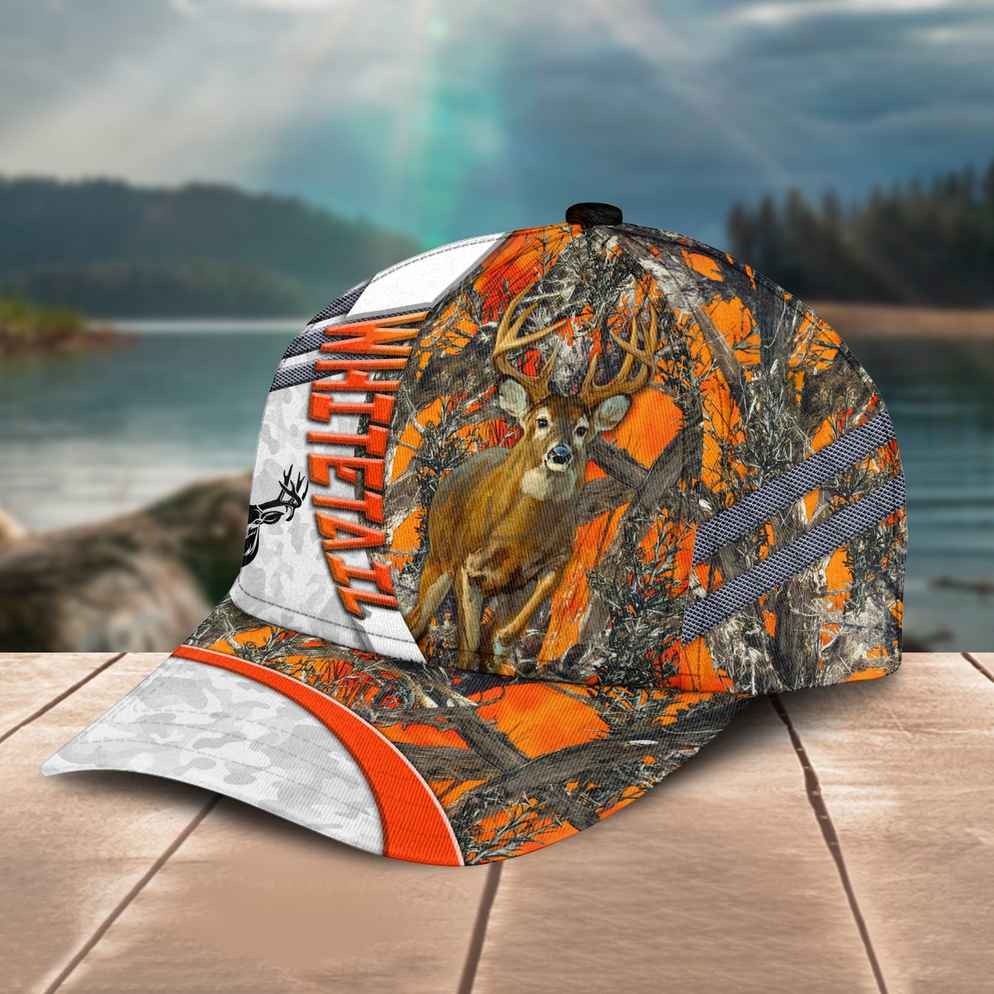 Novacare Hunting Customized Name Orange Lava Pattern 3D Classic Cap