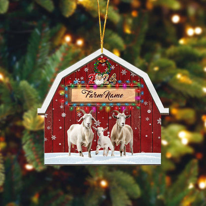 Novoracare Goat Lovers Christmas Gift Red Barn Custom Shape Acrylic Ornament 2025