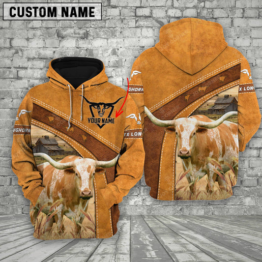 Novacare Personalized Name Farm Texas Longhorn Cattle Hoodie TT5