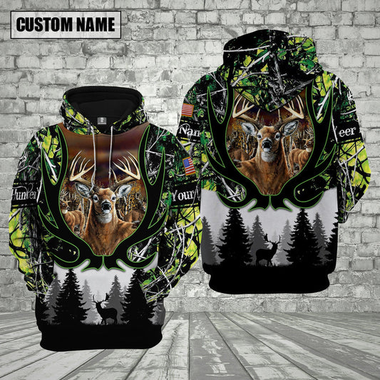 Novacare Personalized Name Deer Hunting Green Shirt 3D All Over Printed Clothes