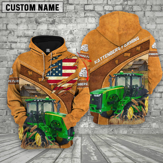 Novacare Personalized Name 3D Tractor Flag Hoodie For Karen