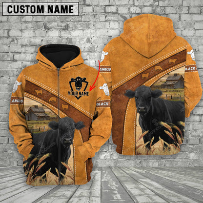 Novacare Personalized Name Farm Black Angus Cattle Hoodie TT2